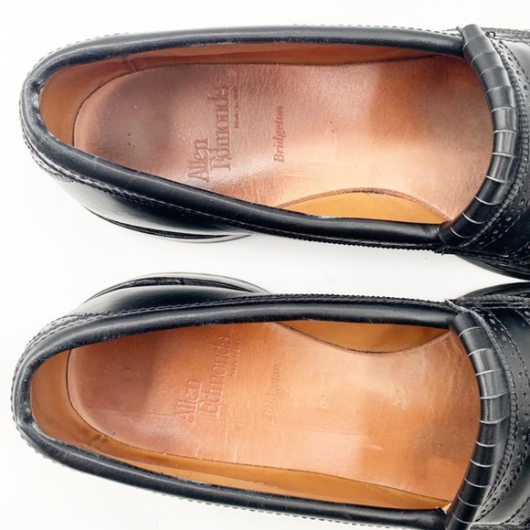 *SOLD* Allen Edmonds Bridgeton Mens Size 9 Shoes Loafers Black Leather Kiltie - Picture 11 of 14